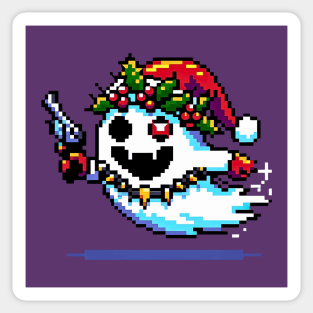 Pixelated Christmas Punk Ghost - Unique Holiday Spirit Design Sticker